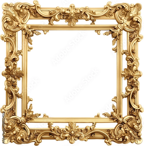 Obraz Vintage ornamental gold frames with antique corner borders, isolated on white background.