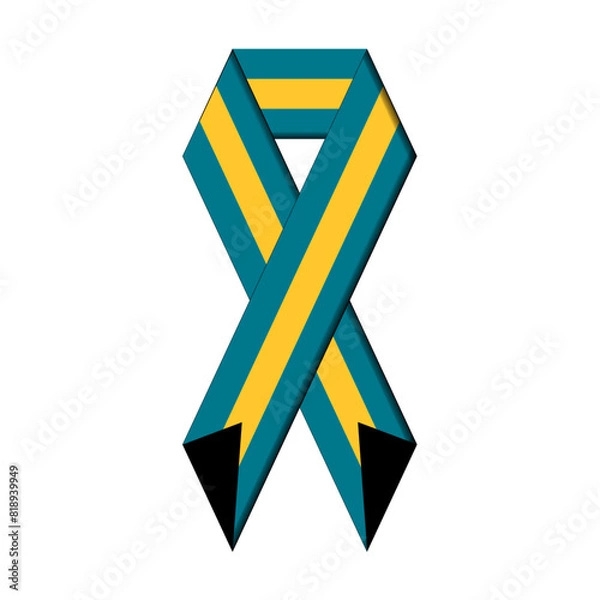 Obraz Bahamas flag in ribbon design Vector graphic Bahamas
