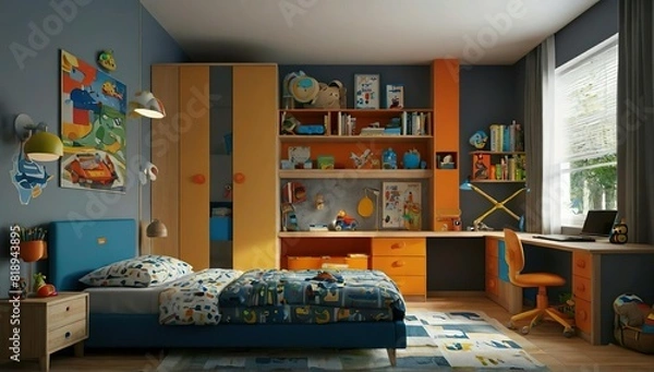 Fototapeta Little boys bedroom interior 