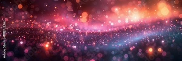 Obraz A vibrant, unfocused light shines brightly in the dark, creating a colorful haze