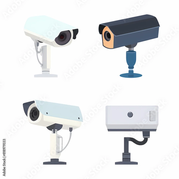 Fototapeta Cctv camera icons vector image