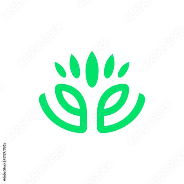 Obraz Green Simple lotus logo vector icon illustration