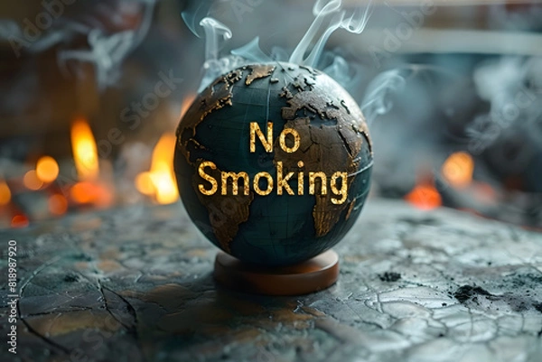 Fototapeta The image of the world is written as a ban on smoking as a campaign to encourage people to smoke less on World No Smoking Day.