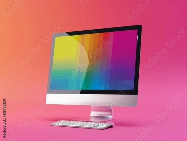 Fototapeta Pridethemed website design, inclusive digital presence copy space, web development, vibrant, composite, computer screen