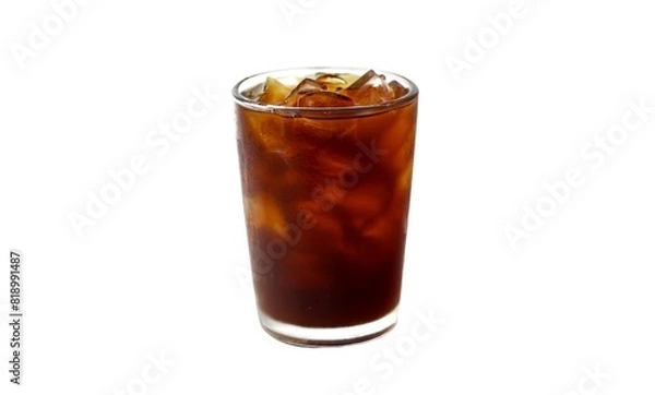 Fototapeta Americano ice coffee on white background with isolated style.ready for drink.