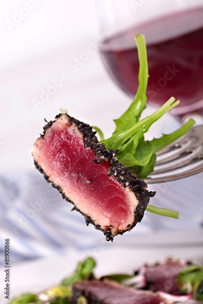 Obraz Seared ahe tuna closeup