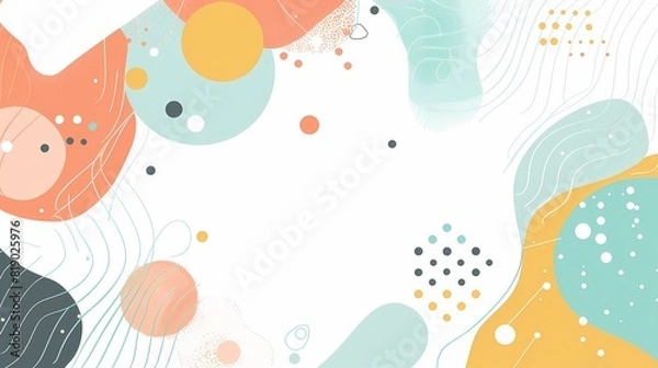 Fototapeta Minimalistic Playful Flat Design with Abstract Shapes and Decorative Dots on Bright Clean Background