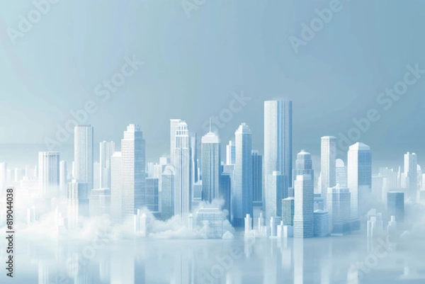 Obraz Virtual city skyline，Model of a city，Skyscrapers forming an uniform city
