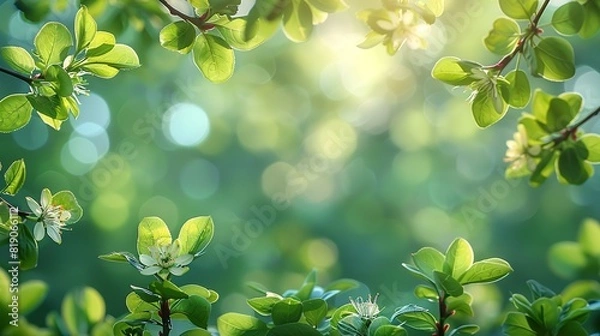 Fototapeta Nature Background Soft, blurred background with vibrant green branches Illustration image,