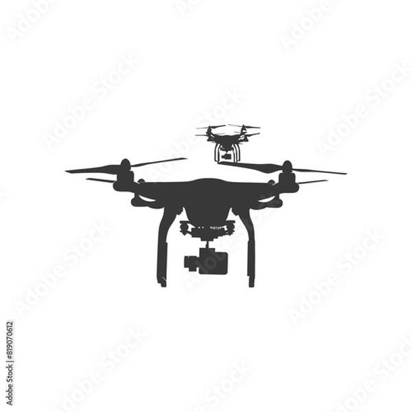 Fototapeta silhouette flying drone camera black color only