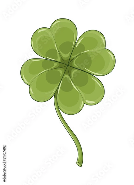 Fototapeta Clover leaf on white.