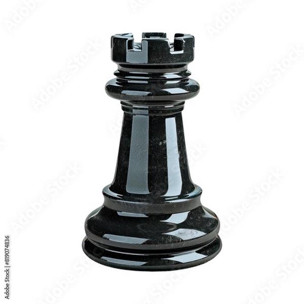 Fototapeta Black rook piece. Isolated on transparent background.