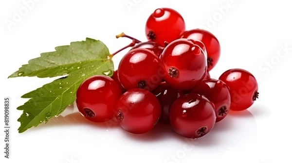 Obraz red currant, Sweet redcurrant isolated on white background, Vibrant Red Currant Photo Creative Commons Accurate And Detailed