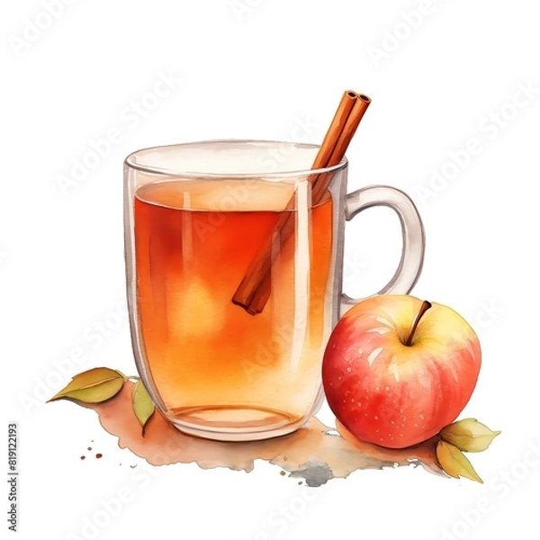 Obraz Cute watercolor apple cider fall autumn, illustration
