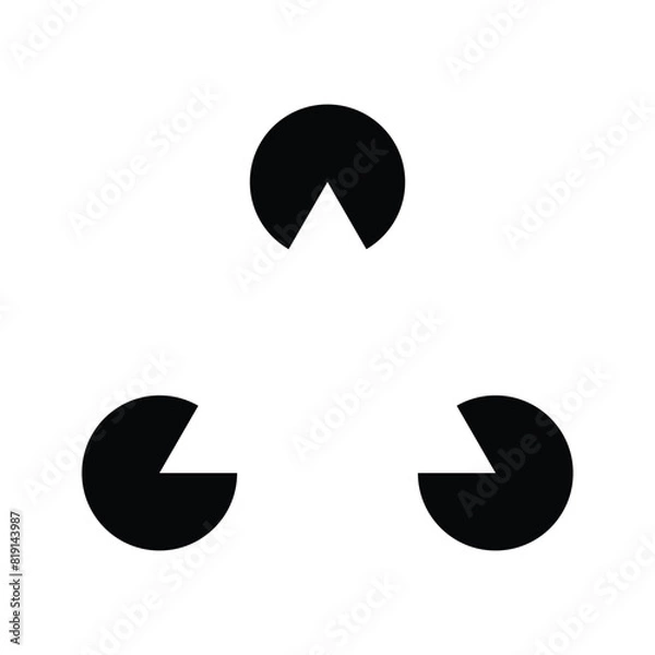 Fototapeta Gestalt triangle Geometric figures example Illusion illustration, negative space triangle