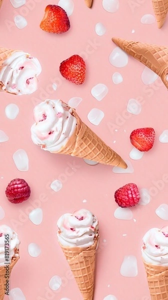 Fototapeta pattern of ice cream, lively, peach background