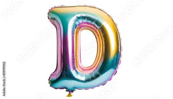 Obraz Realistic letter d made of holographic balloon