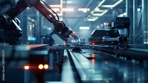 Obraz Robotic arms on an automated industrial line.