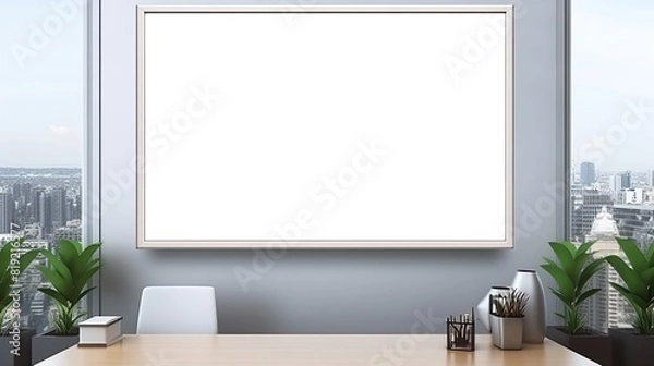 Obraz Blank white poster on the wall in office.