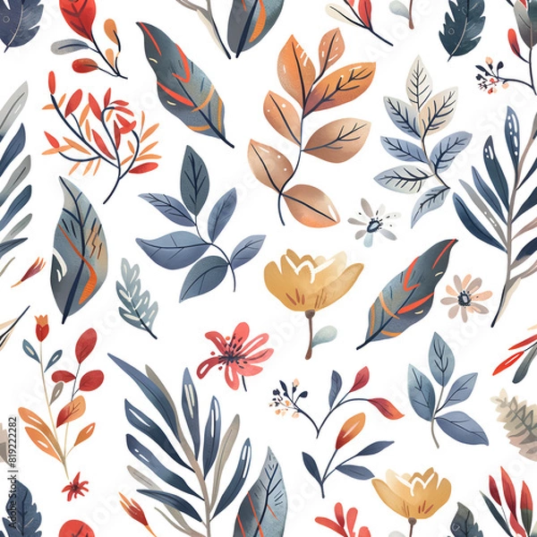 Fototapeta seamless pattern with leaves AI generated 