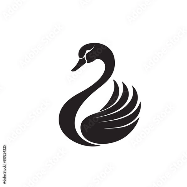 Fototapeta Swan in cartoon, doodle style. Image for t-shirt, web, mobile apps and ui. Isolated 2d vector illustration in logo, icon, sketch style, Eps 10. AI Generative