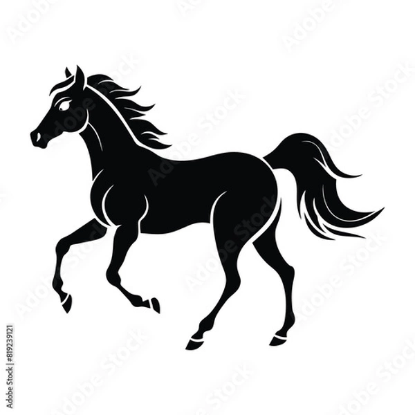Obraz horse silhouettes on white background -vector illustration