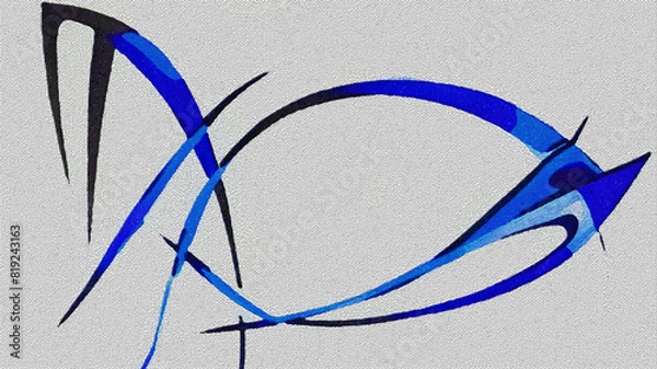 Obraz Piece of a drawing of a stylie looking design done in blue and gray, halftone, no humans