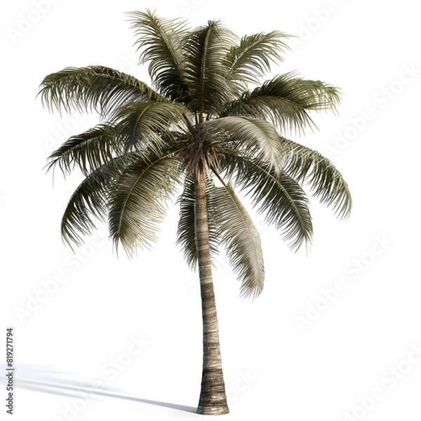 Fototapeta Tropical Coconut Palm Tree Isolated on White Background