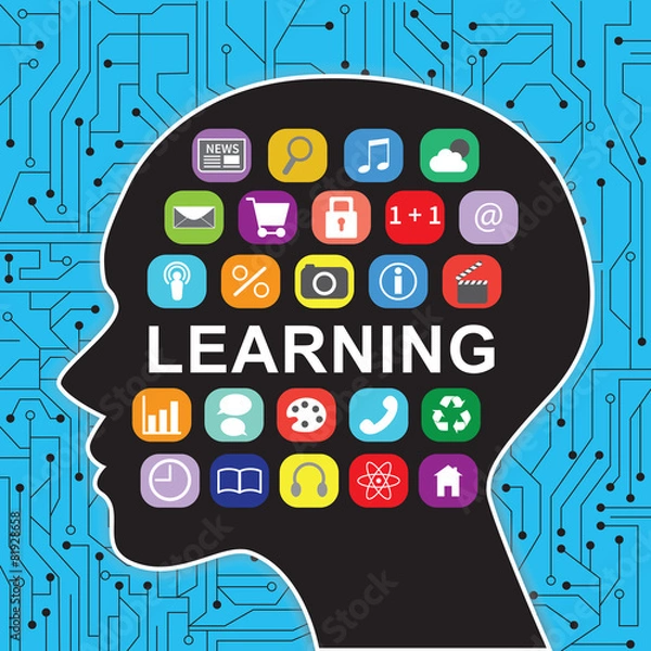 Fototapeta Human head with apps concept