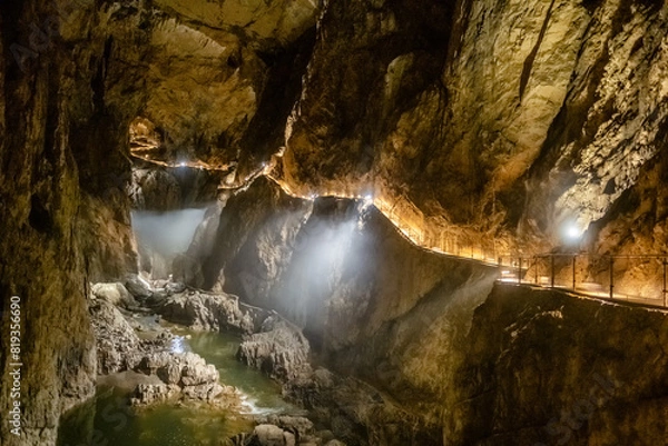 Fototapeta Inside Skocjan Cave in Slovenia, an amazing karst cave sculpted by the Reka River.