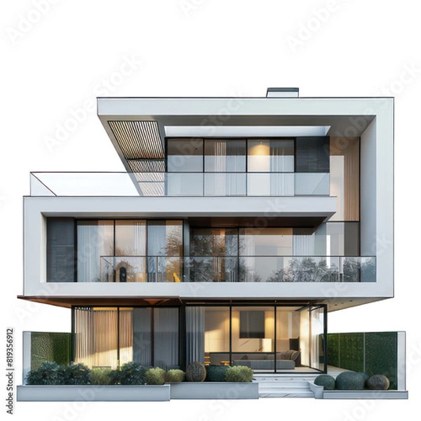 Fototapeta Modern luxury house isolated on white created with Generative AI
