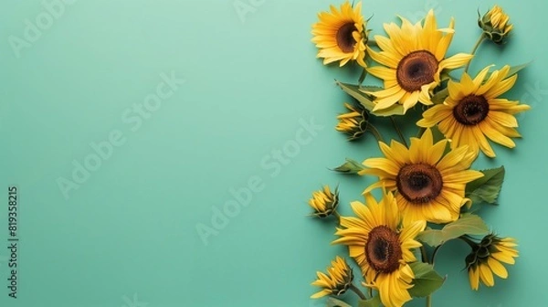 Obraz Sunflowers and a green background
