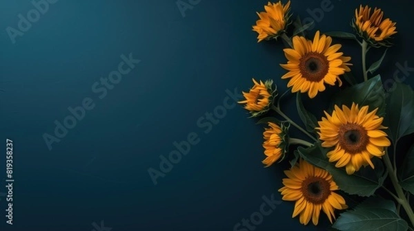 Obraz Sunflowers on a dark blue background
