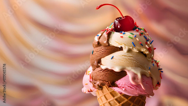 Obraz A mouthwatering, cinematic image of a scrumptious ice cream cone
