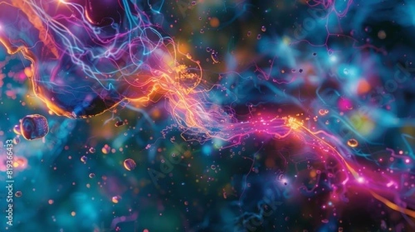 Obraz An abstract representation of a neural network as a luminous, fluid-like energy field 9