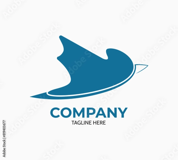 Fototapeta Flying Blue Bird Logo Vector Ilustration