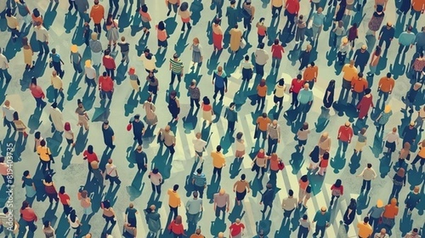 Fototapeta people flat design top view crowd theme animation vivid