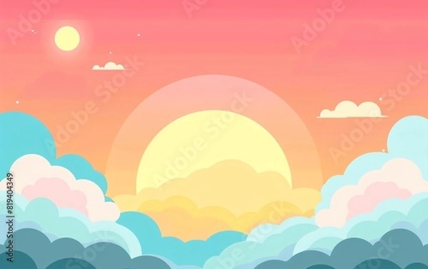 Fototapeta backgrounds flat design top view sky theme cartoon drawing Analogous Color Scheme