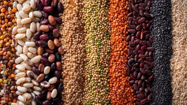 Fototapeta Assorted beans and grains background