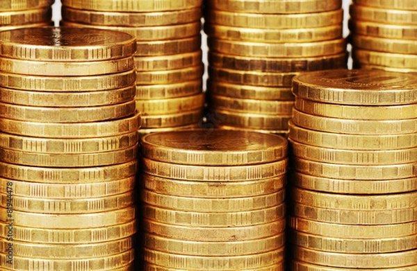 Fototapeta Gold money stack macro