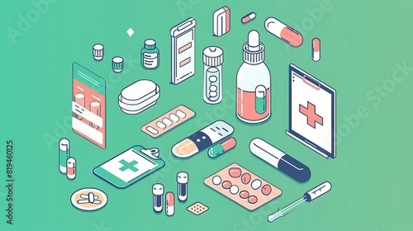 Fototapeta Innovative Healthcare Medicine Concept in Web and Graphic Design Styles