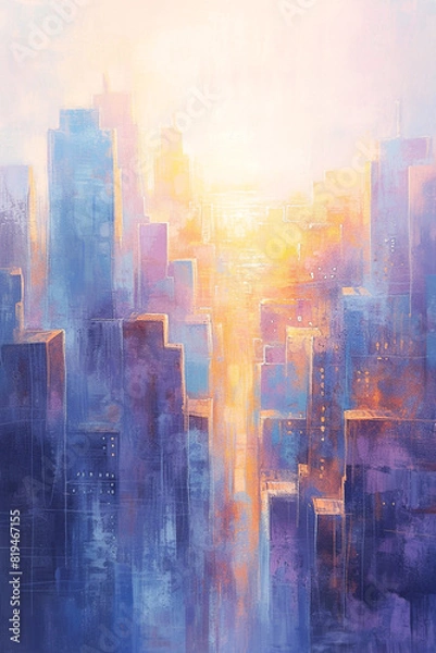 Fototapeta Craft a Dreamy Pastel Urban Landscape with Abstract Elements