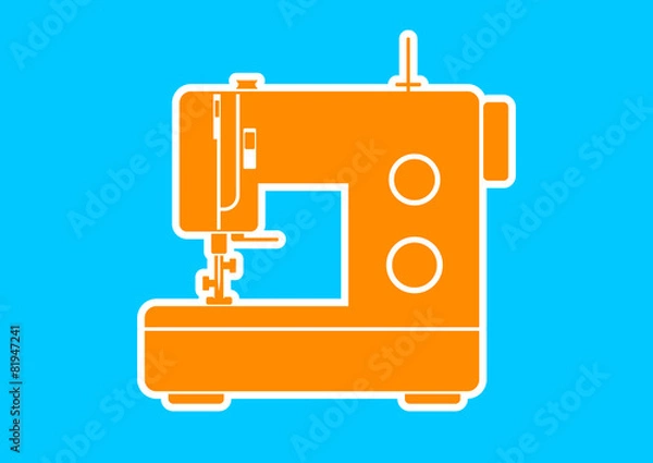 Obraz Sewing machine icon on blue background