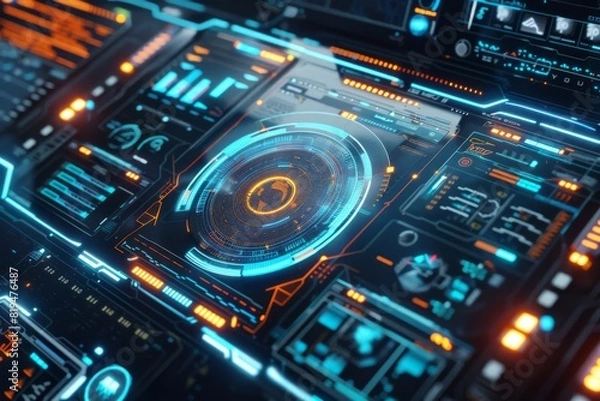 Fototapeta Futuristic Digital Dashboard Interface