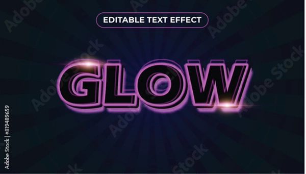 Fototapeta glow typography Editable text effect 3d Traditional Cartoon template style premium vector
