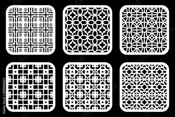 Fototapeta Geometric and simple pattern for background, decoration, panel, for cnc cutting