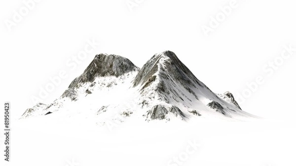 Obraz Snowy Mountains - separated on white background
