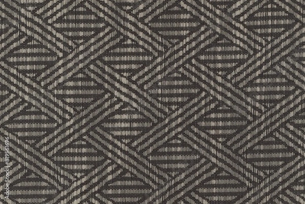 Fototapeta embroidered dark grey fabric print texture background close up, detailed light neutral color woven linen backdrop, furniture cloth textile material, modern cotton clothing weave pattern