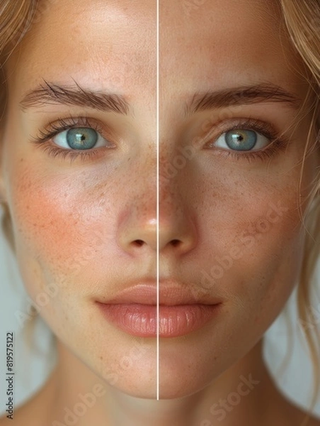 Fototapeta Before and after image comparing results of skin rejuvenation procedure.