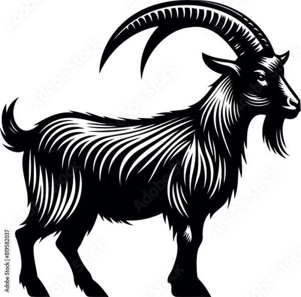 Fototapeta goat Vector,  goat vector illustration, goat emblem design, Goat silhouette